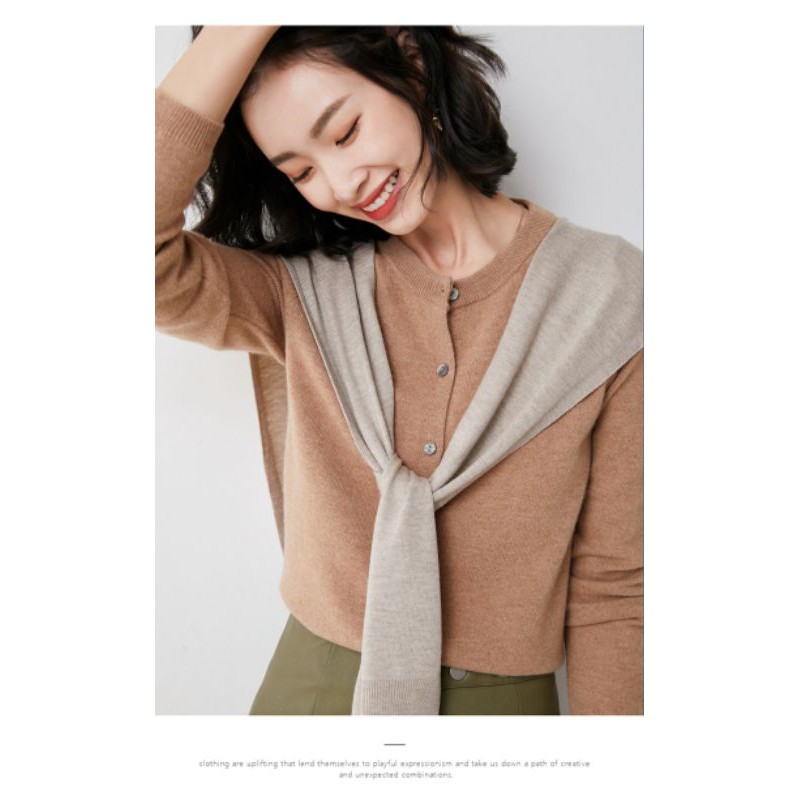 ÁO CARDIGAN LEN DỆT KIM CỔ TRÒN PHONG CÁCH HÀN QUỐC MẪU MỚI 2021 | WebRaoVat - webraovat.net.vn