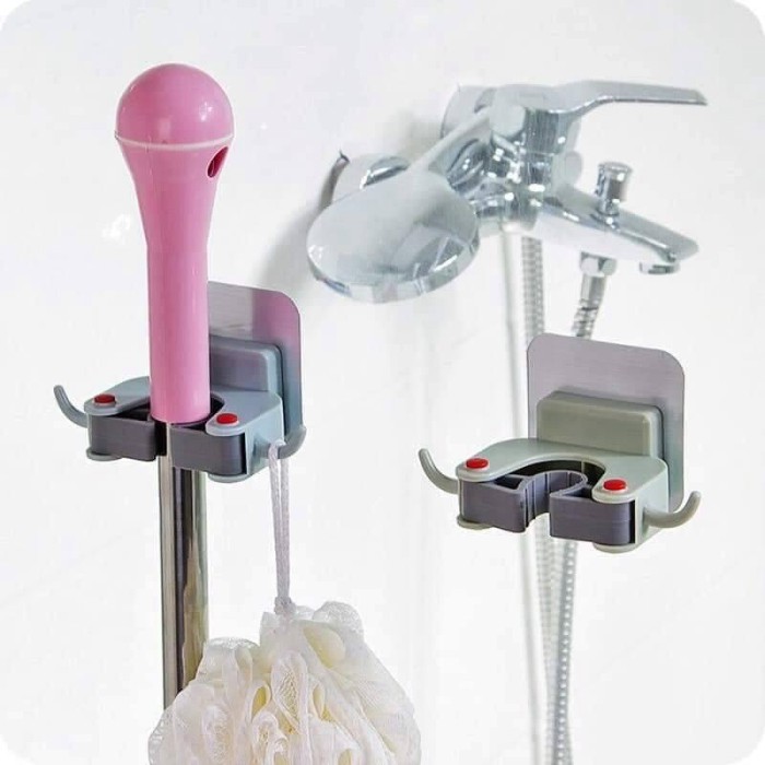 [Loại 1 Có Hộp] Móc Dán Tường Kẹp Giữ Cây Lau Nhà, Chổi, Vật Dụng Siêu Chắc Không Cần Khoan Đục