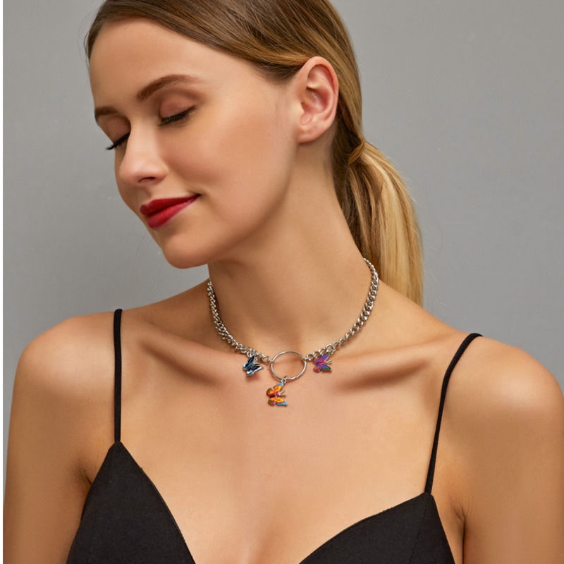 Dây Chuyền Hình Bướm Nhiều Màu Sắc Xinh Xắn Cho Nữ