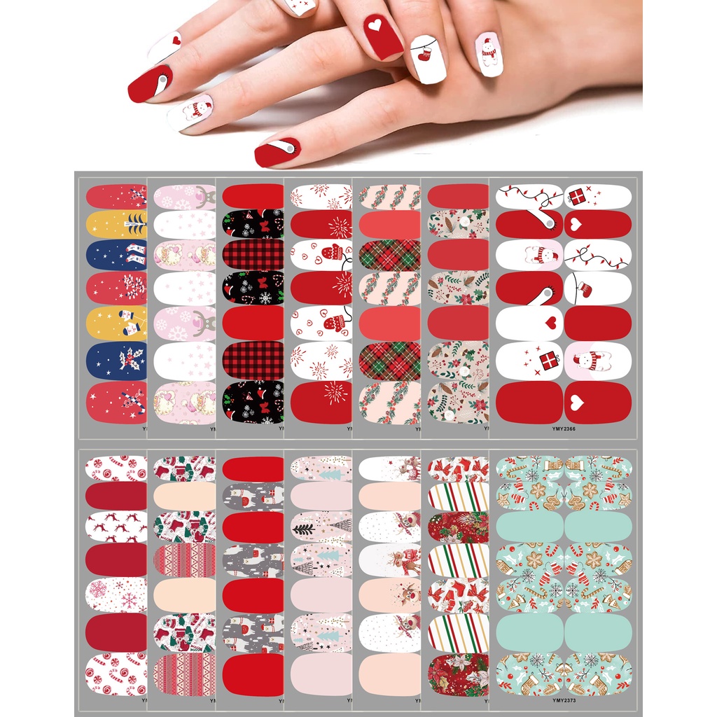 Set nail sticker 14 miếng dán móng tay giáng sinh trang trí 3D YMY2366 hình dán móng christmas NOEL chống thấm nước