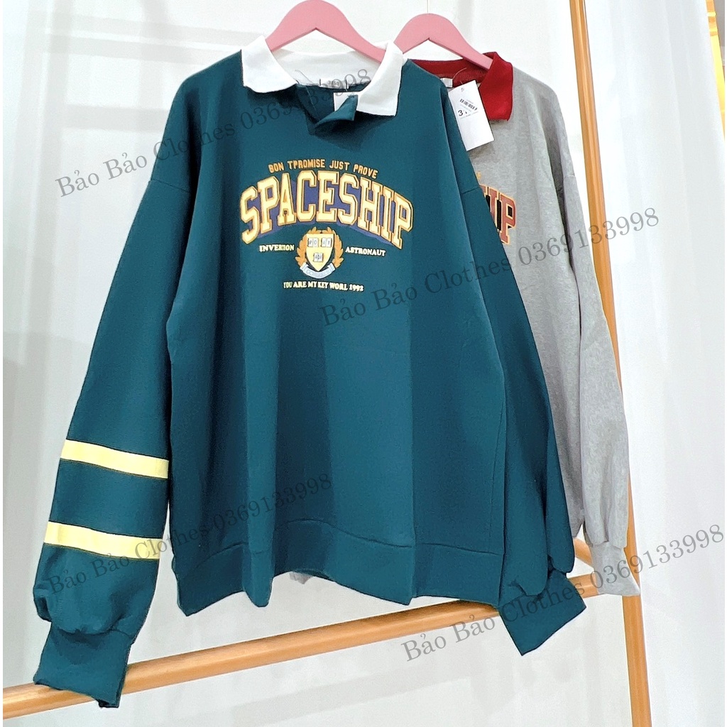 Áo Thun Polo Cổ Bẻ Nam Nữ Chữ Ngược Unisex Dài Tay Dáng Rộng Năng ĐộngTrẻ Trung