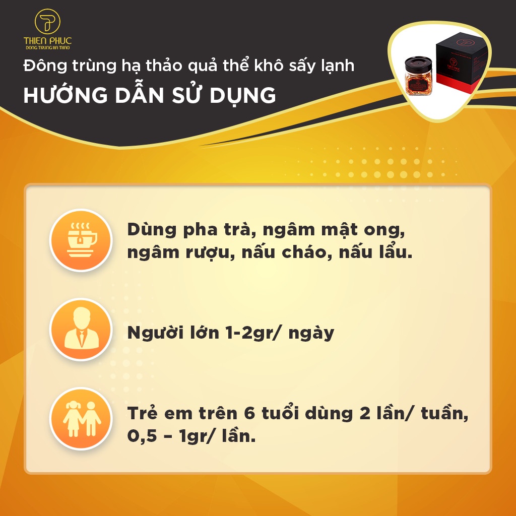 ĐÔNG TRÙNG HẠ THẢO THIÊN PHÚC QUẢ THỂ KHÔ SẤY LẠNH