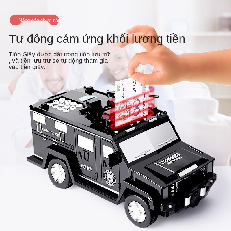 Xe tải chở tiền Hummer heo đất mật khẩu vân tay net máy rút trẻ em màu đỏ hộp đựng ô tô tự động cậu bé cùng kiểu d