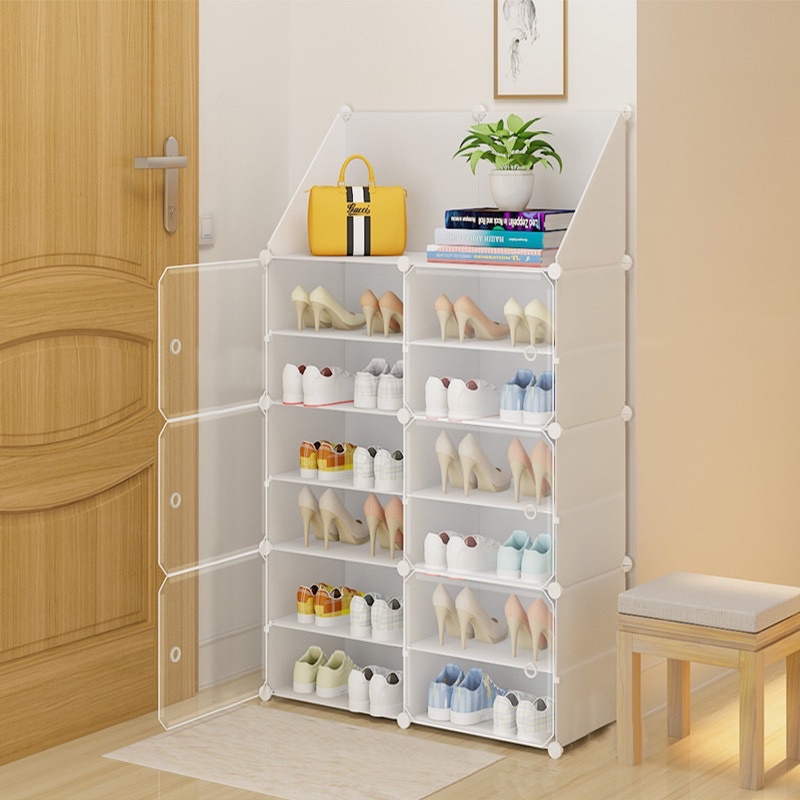 Kệ Tủ nhựa để giầy dép kiểu mới 6 ô 12 ngăn kèm 2 kệ góc để đồ. Để 24 đôi
