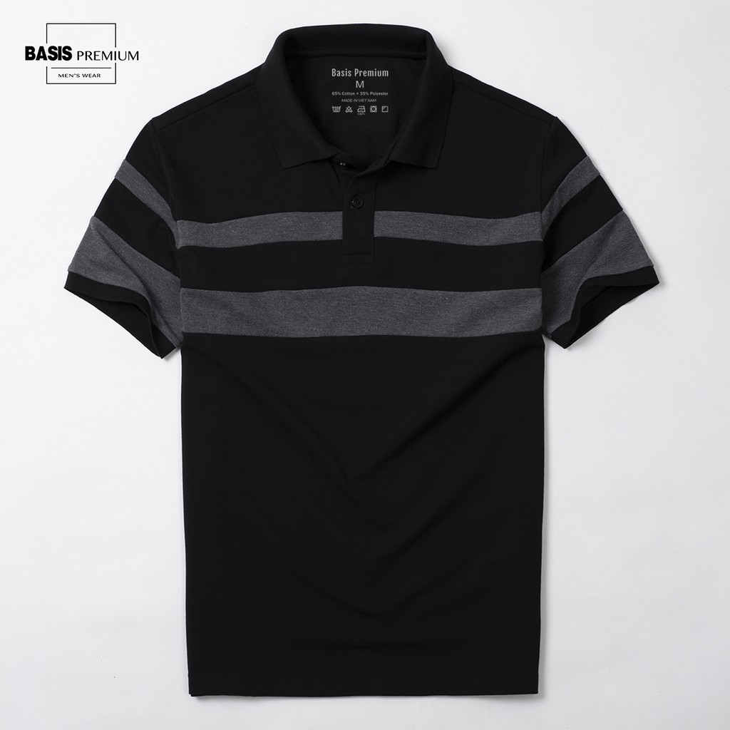 Áo polo nam có cổ thiết kế phối sọc ngực Basis APL95 | BigBuy360 - bigbuy360.vn