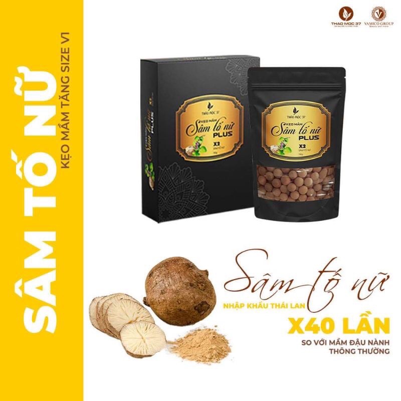 [COMBO 5 Hộp] Kẹo Mầm Sâm Tố Nữ Plus X2 Thảo Mộc 37, Tăng Size Vòng 1 Siêu Nhanh, Tăng Nội Tiết Tố Nữ.