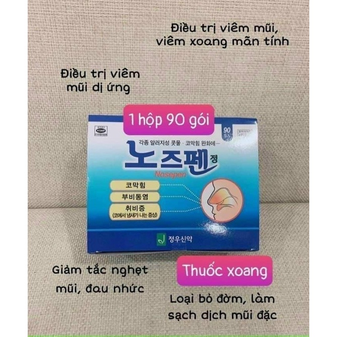 [ Hàng Chuẩn ] Viên Uống Xoang Nosepen Hàn Quốc, Hộp 90 Gói * 4 Viên, Giúp Cải Thiện Hiệu Quả Vấn Đề Của Xoang Mũi