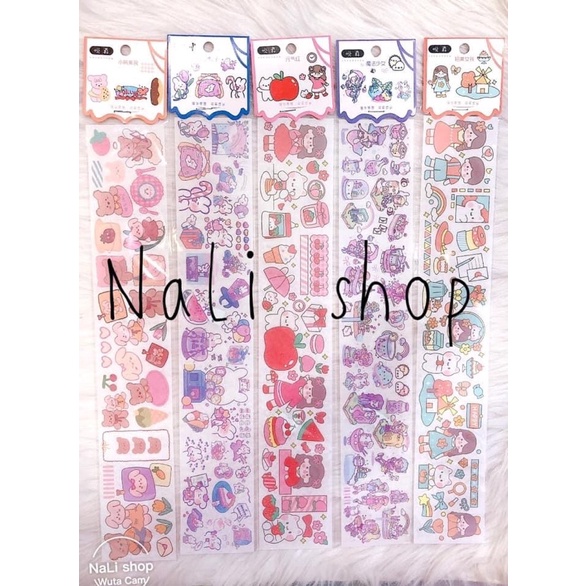 WASHI TAPE MIẾNG DÀI cute dễ thương, sticker hình dán, trang trí sổ, bullet journal