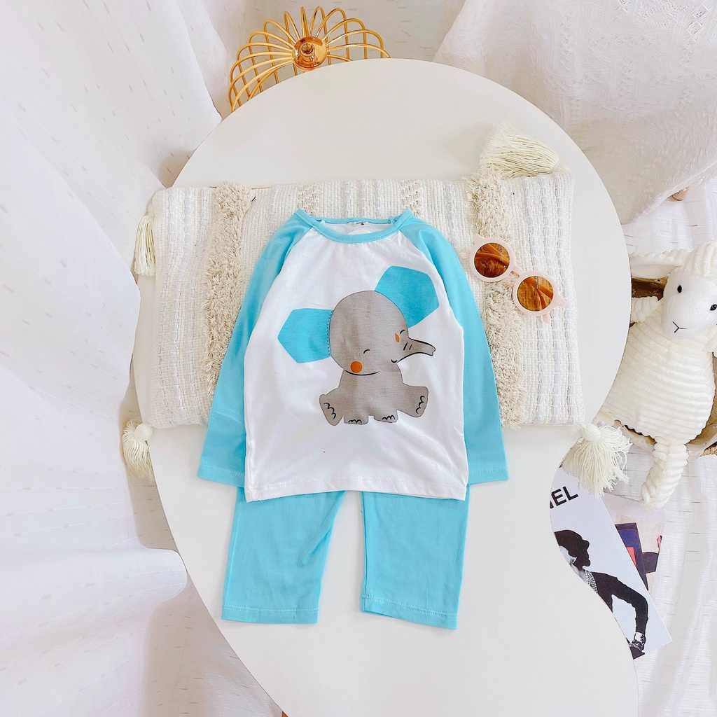 [DT94] Bộ Dài Tay Họa Tiết Voi Cho Bé Chất Vải Thun Lạnh Co Giãn Thoải Mái Size Từ 8-18Kg VNXK Nhật-Hàn