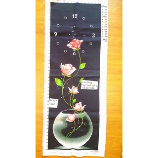 Tranh thêu đồng hồ hoa40x1m