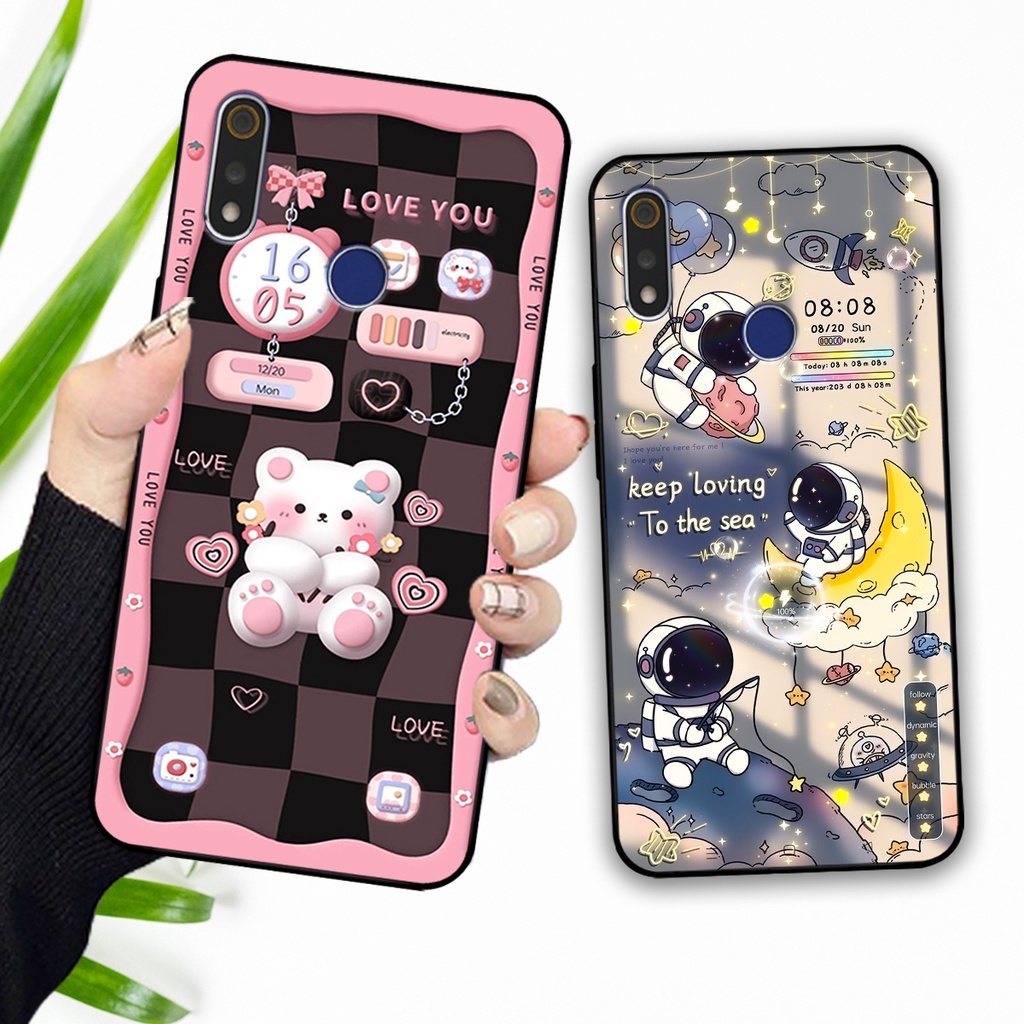 Ốp lưng Realme 3 / 3 Pro hình gấu, vũ trụ ngân hà chibi. ốp chống sốc bền đẹp