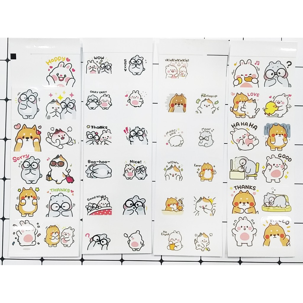 sticker tonton SI5 hình dán dễ thương trang trí dán sổ dán điện thoại 1 tờ 7*19,5cm bullet journal