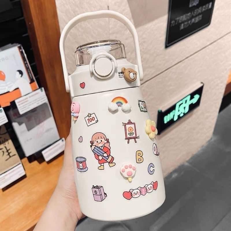 BÌNH NƯỚC GIỮ NHIỆT KÈM ỐNG HÚT GIỮ NHIỆT 8-12h 800ML