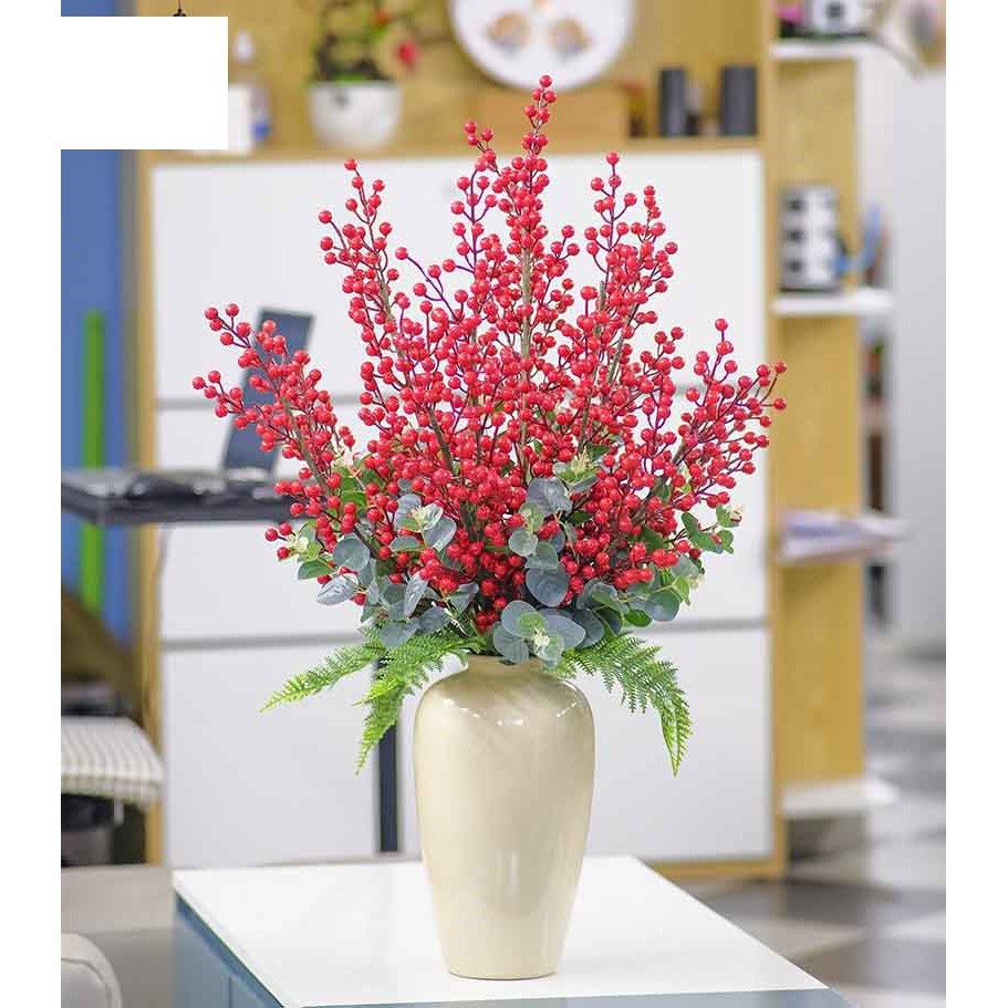 Hoa giả-COMBO 10 Cành đào đông giả cao cấp, Một cành có 12 nhánh hàng đẹp to tròn đều- Hoa Lụa, Hàng Nhập Khẩu