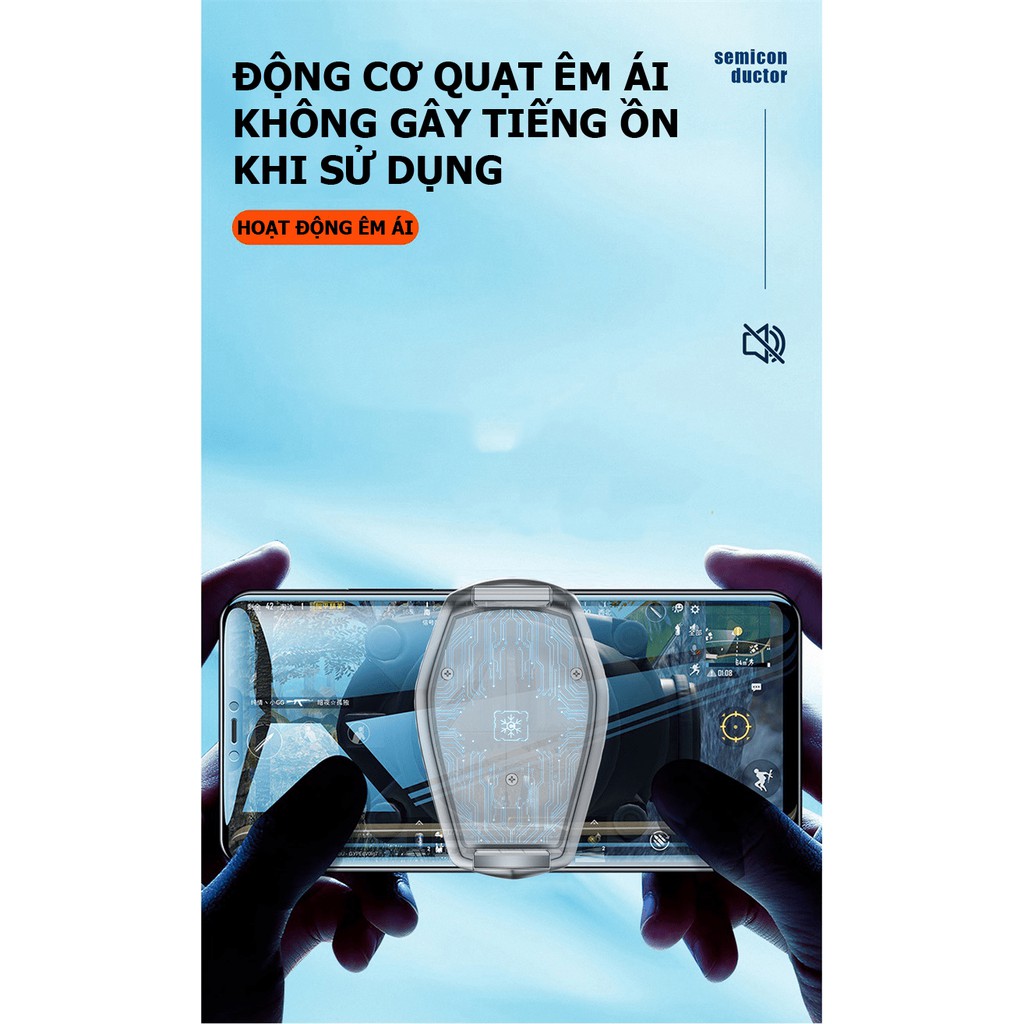 Đế tản nhiệt điện thoại K3 làm lạnh bán dẫn có đèn LED siêu đẹp tốc độ quạt 7000 vòng/ phút - NK