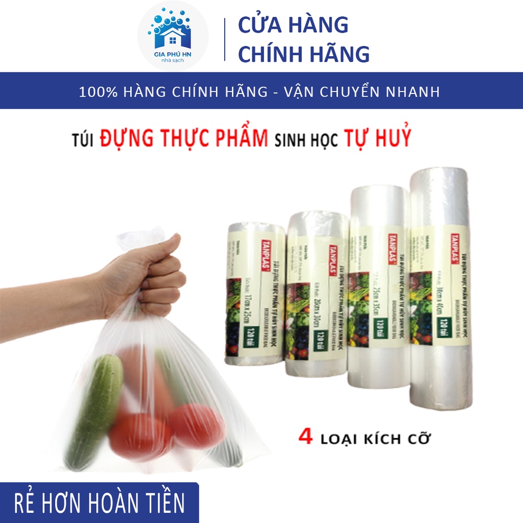 Túi Đựng Thực Phẩm Loại 17x25cm, Túi Bảo Quản Thực Phẩm Tanplas Sinh Học Tự Hủy An Toàn, Không Chất Gây Hại