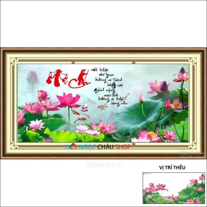 Tranh thêu chữ thập Cha Mẹ Hoa Sen LV3463, Kích Thước 80x50Cm NCS-NGỌC CHÂU SHOP