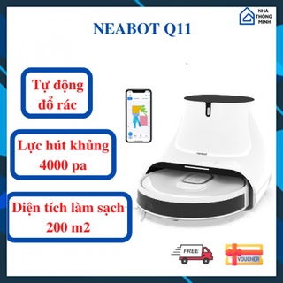 Robot hút bụi lau nhà neabot q11 - lực hút khủng 4000pa, robot tự đổ rác - bản quốc tế