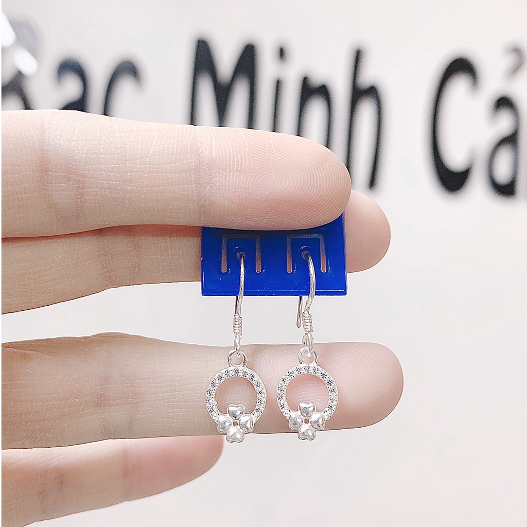 Bông Tai Bạc Vòng Tròn Cỏ 4 Lá - Minh Canh Jewelry
