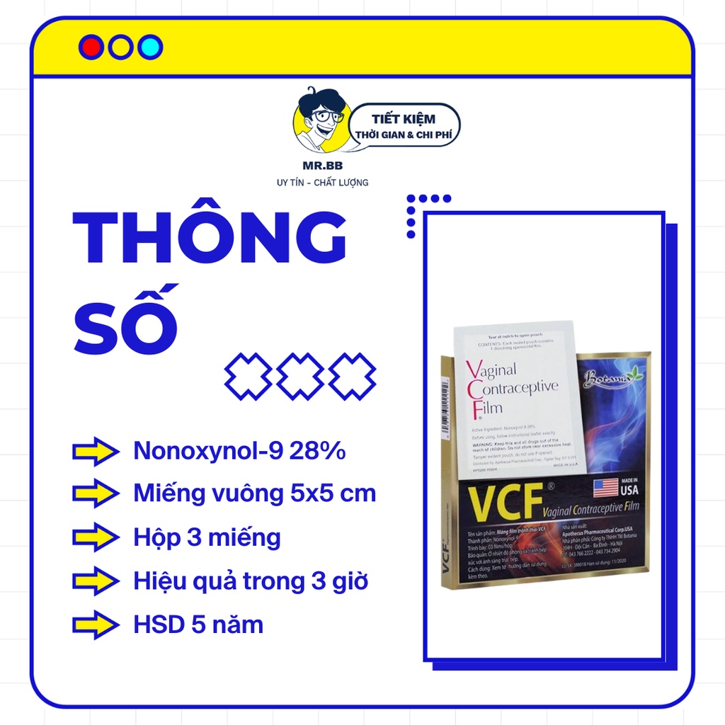 Màng phim tránh thai VCF không giảm đi cảm giác, không ảnh hưởng sức khoẻ mà vẫn an toàn Mr.BB