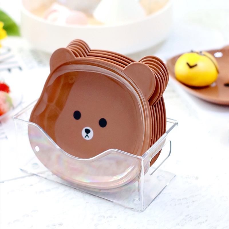 Đĩa nhựa hình gấu, đĩa decor, đĩa đựng đồ ăn dặm cho bé
