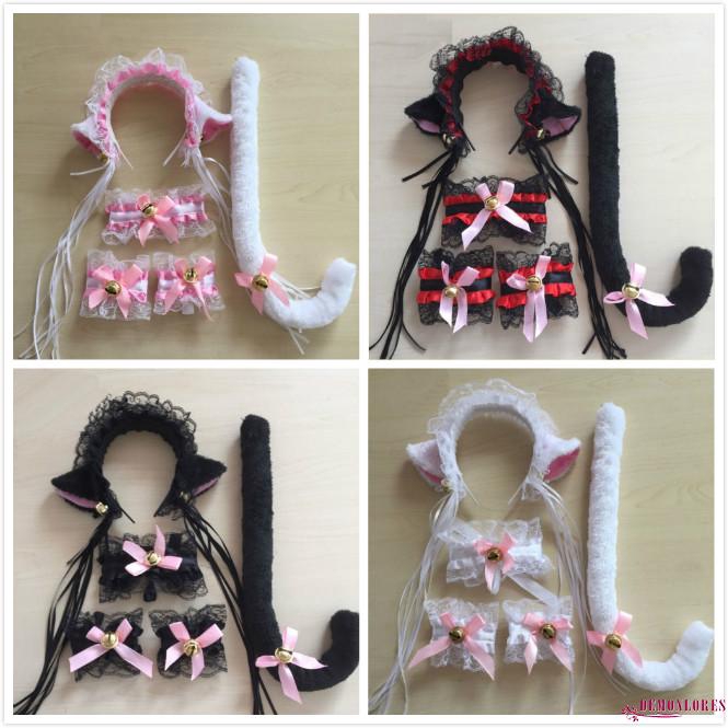 Trang phục cosplay anime tai mèo và đuôi làm quà tặng giáng sinh và tiệc Halloween cao cấp