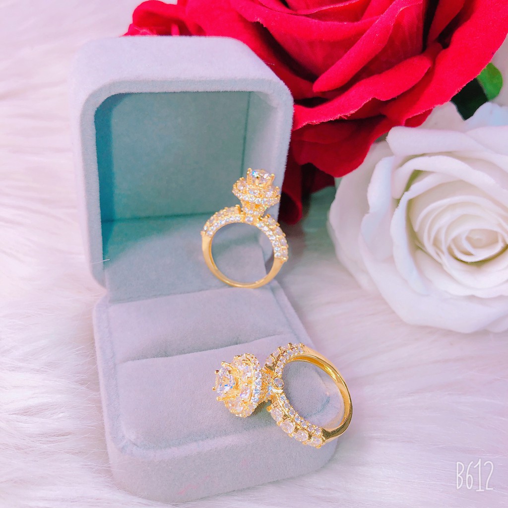 Nhẫn Nữ Mạ Vàng thời trang GADO N204 | Nhẫn xi vàng xinh đẹp - Nhẫn nữ đính đá - Nhẫn cầu hôn | Nhẫn mang nơi công sở