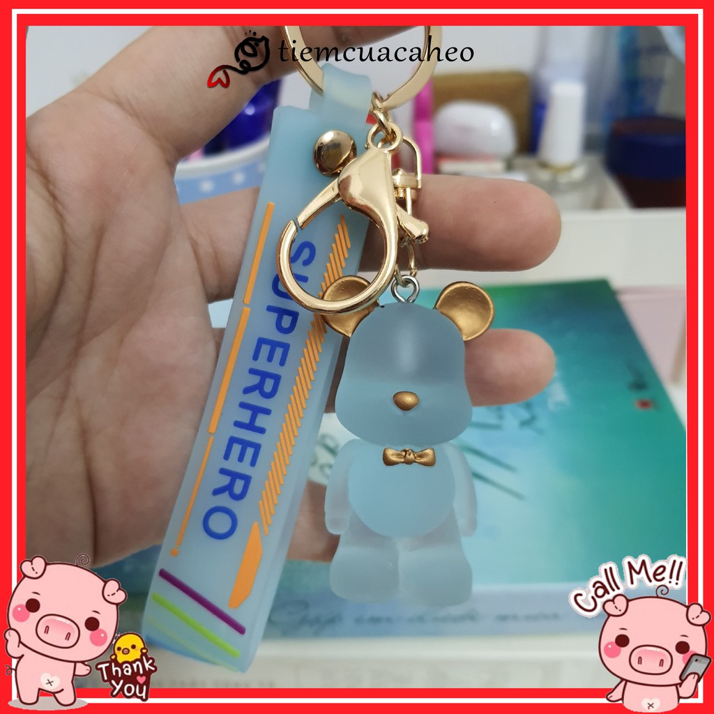 (Sẵn Hàng tại SG, ship hỏa tốc 2h) Móc khóa Hoạt Hình nhân vật Bearbrick kèm dây Cao Su, keychain cartoon tiemcuacaheo