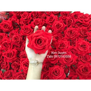 Đầu bông hoa hồng nhung lụa .