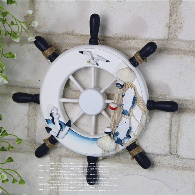 Bánh lái tàu trang trí size 23cm - Decor đồ trang trí theo phong cách biển Địa Trung Hải