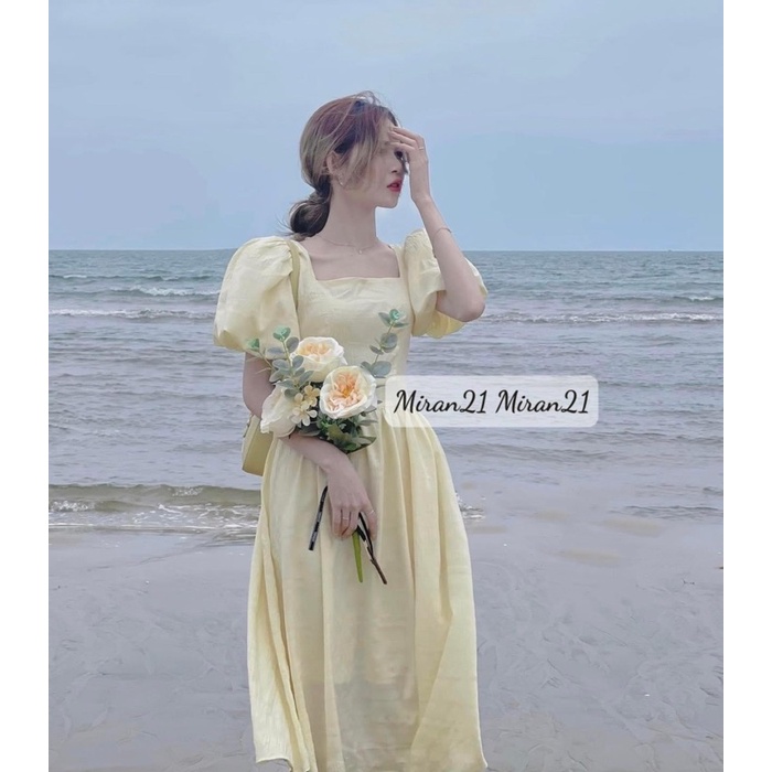 Váy Maxi Đi Biển Tay Bồng Hai Lớp