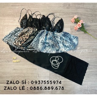 Bộ lụa quần dài phối áo beo ren