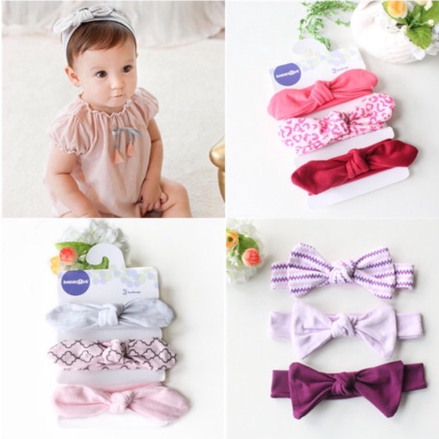 Set 3 turban thun bé gái