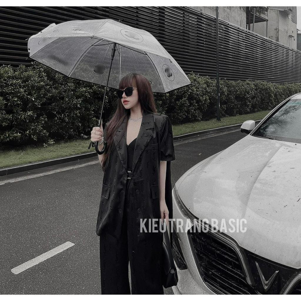 SET VEST ĐEN 3 MÓN CHỮ: ÁO VEST TAY NGẮN ĐEN + ÁO LÓT 2 DÂY + QUẦN SUÔNG CHỮ (TH)