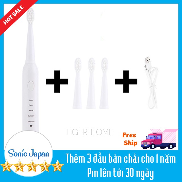 Bàn Chải đánh răng điện Công nghệ sóng âm công nghệ mới 5 chế độ tự động Tặng 4 đầu bàn trải model 2020