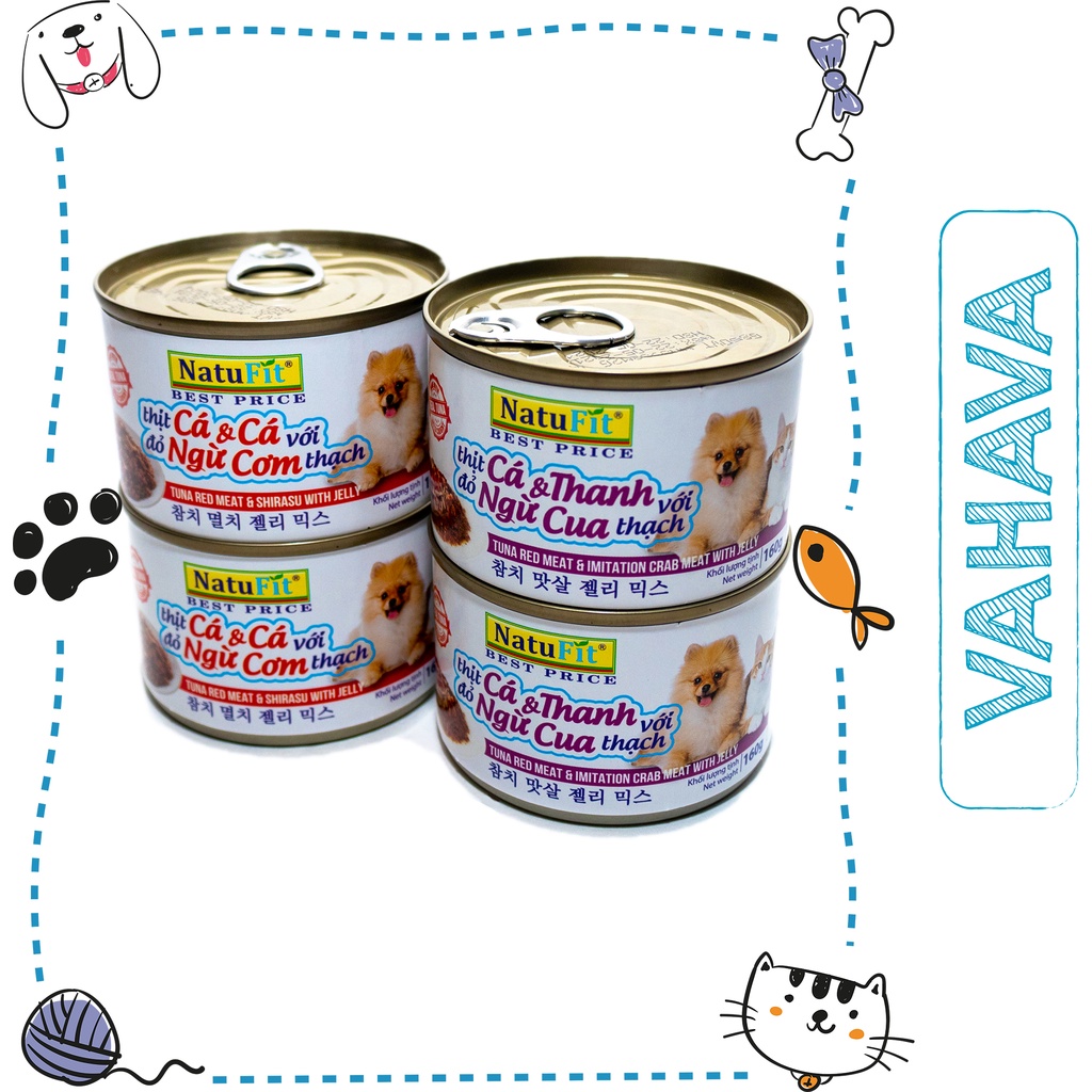 Pate NatuFit Thịt Đỏ Cá Ngừ Với Thạch Nhiều Vị Cho Chó Mèo Kén Ăn 160g - VAHAVA