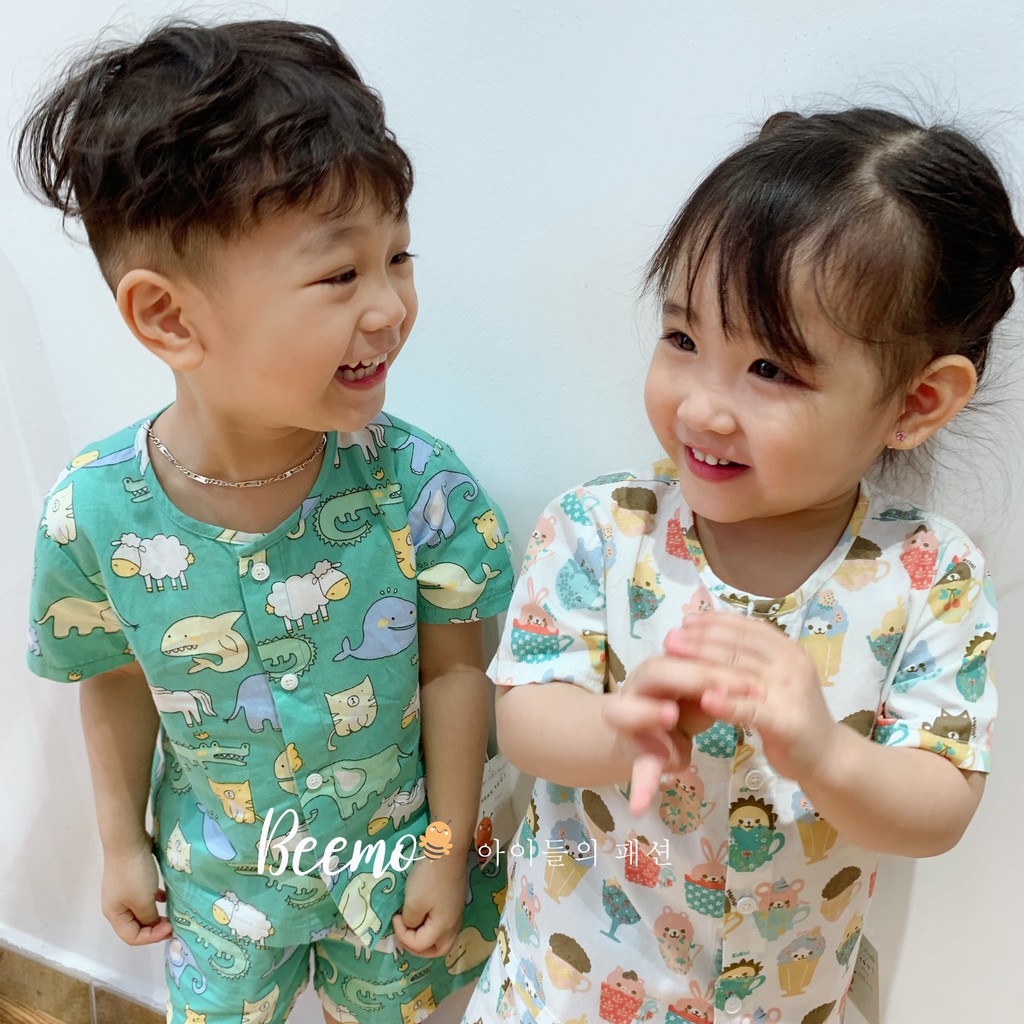 Set bộ thô hàn cộc tay thấm hút mồ hôi cho bé trai/bé gái - Sukids quần áo trẻ em