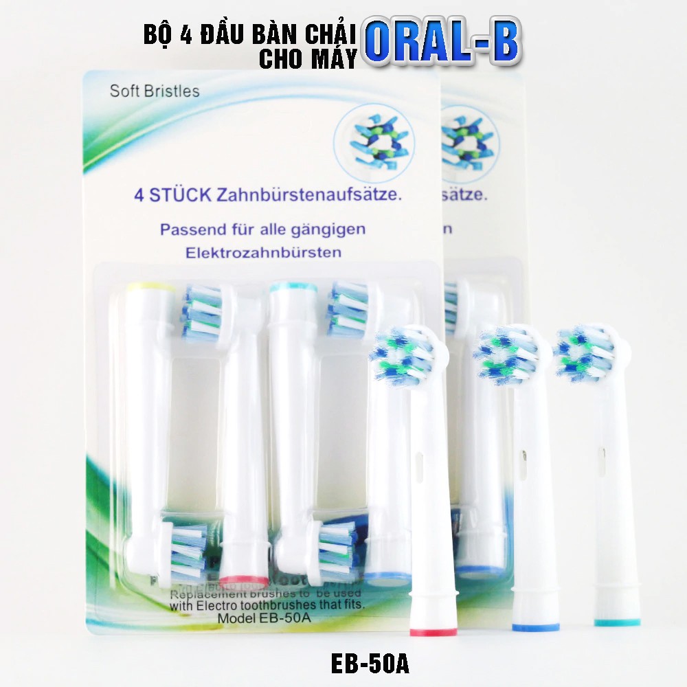 [Mã COSDAY - 50k đơn 250k] Set Bộ 4 đầu bàn chải đánh răng điện máy Oral B Braun, bàn chải lông mềm Minh House