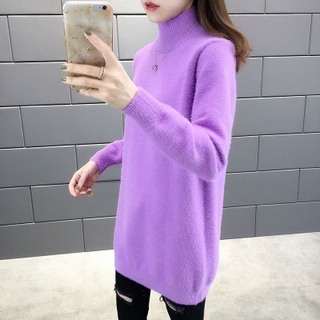 Áo len nữ đẹp, Áo len nữ dáng vày dài trùm mông, Chất len xù mềm mượt co giãn
