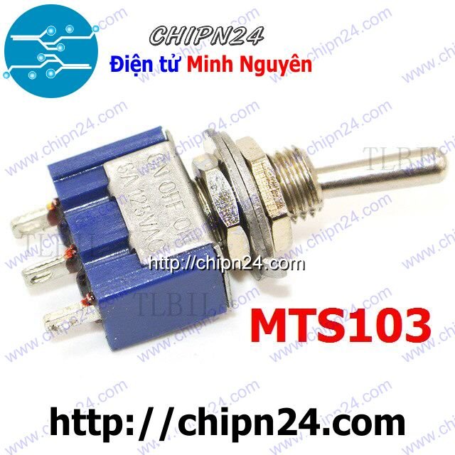 [2 CÁI] Công tắc MTS103 (Công tắc bật 3 nấc 3 chân, màu xanh 6A 125VAC)