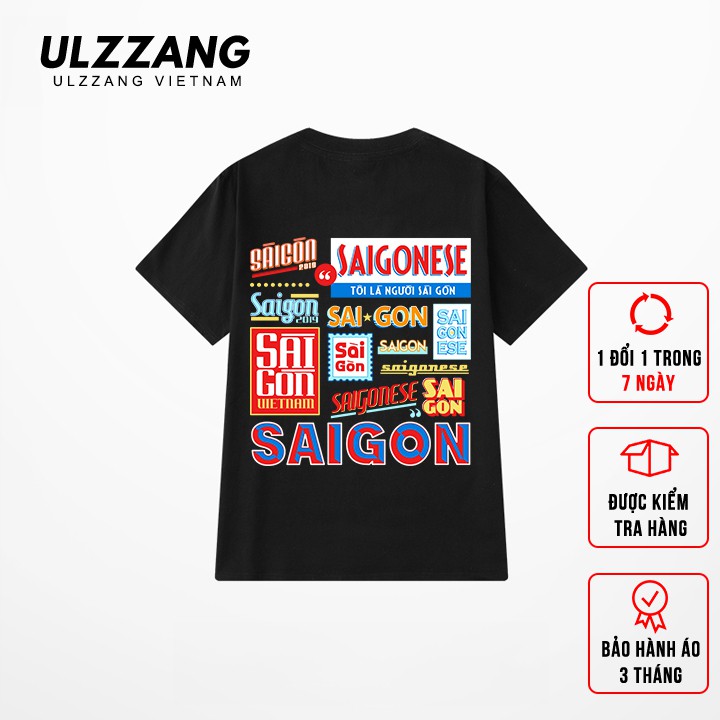 Áo thun tay lỡ ULZZANG cotton dáng unisex form rộng in hình sài gòn
