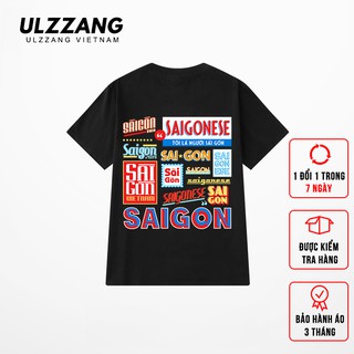 Áo thun tay lỡ ULZZANG cotton dáng unisex form rộng in hình sài gòn