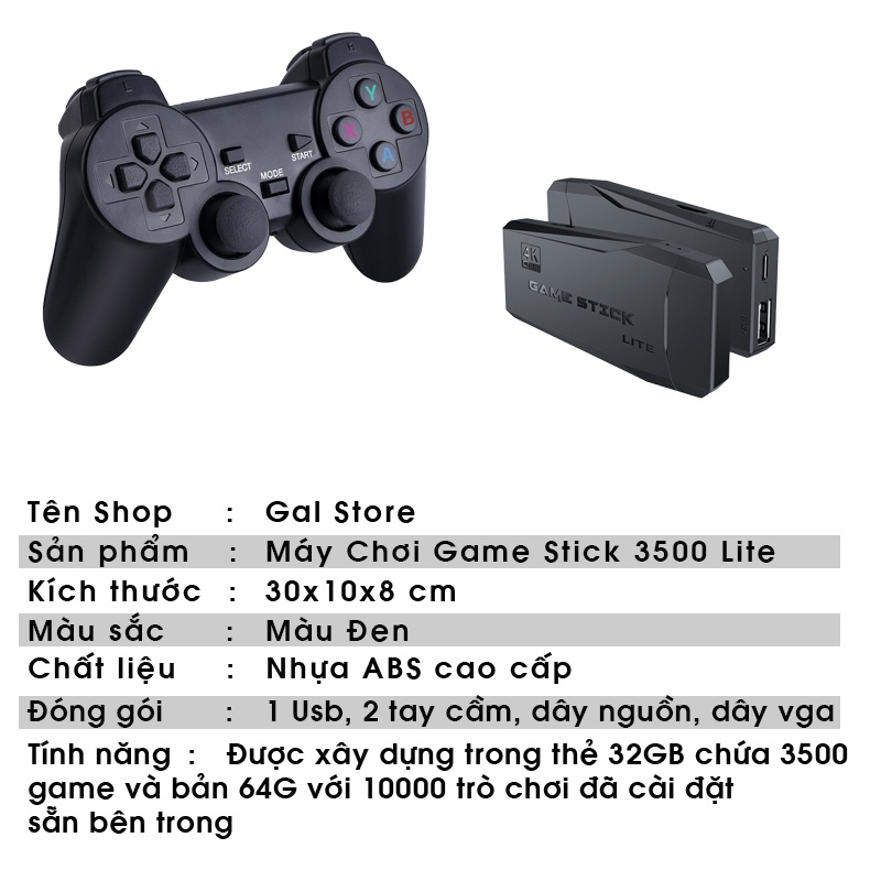 Máy Chơi Game Stick 3500 Lite HDMI𝑭𝑹𝑬𝑬𝑺𝑯𝑰𝑷máy điện tử 4 nút cầm tay không dây hỗ trợ hai người chơi cùng lúc