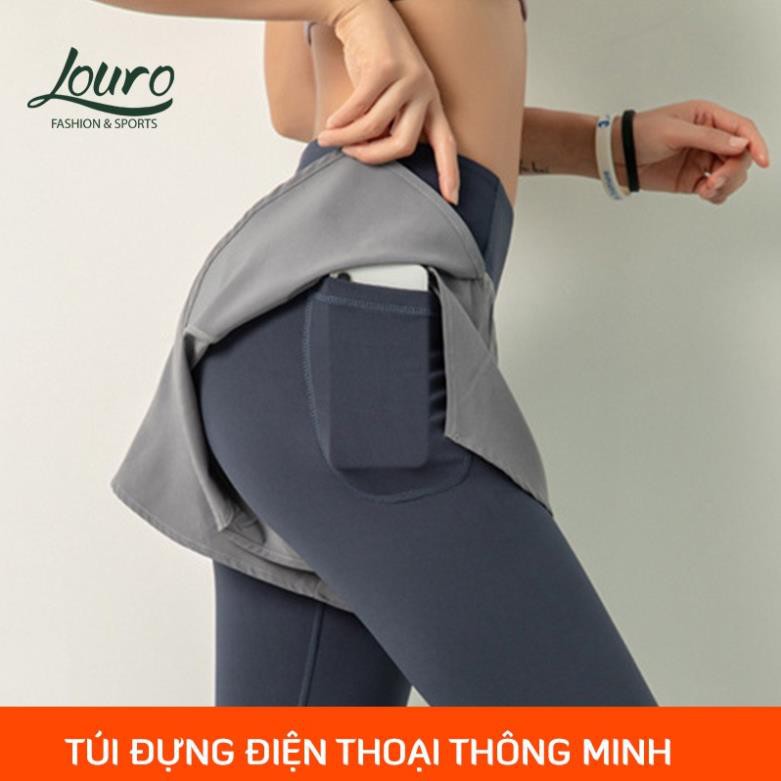 Đồ tập gym nữ Louro QL52, kiểu quần tập gym nữ có quần short liền, vải co giãn 4 chiều, thoáng mát 👆