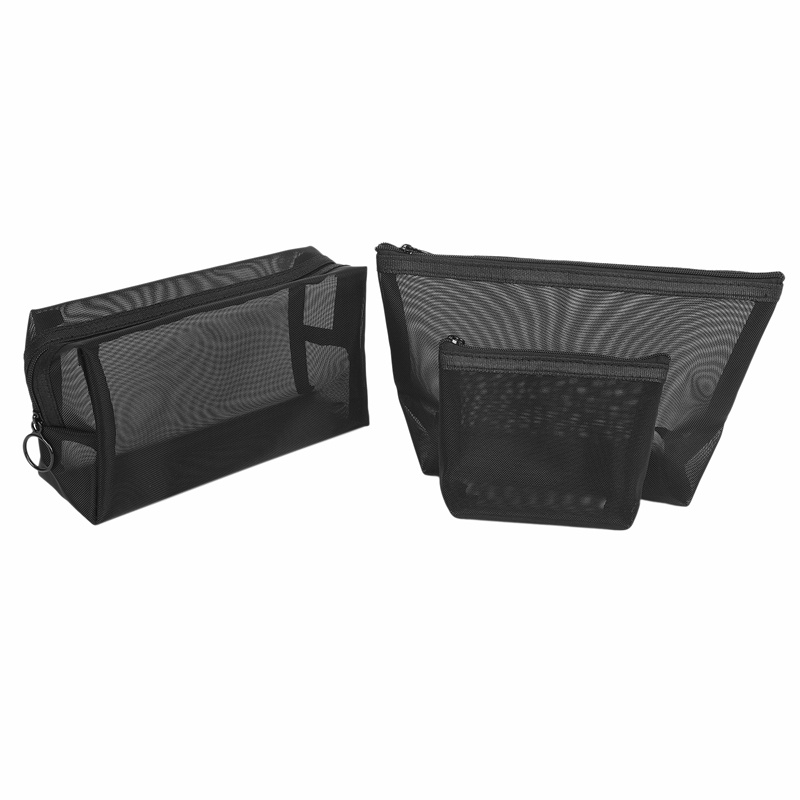 Set 3 Túi Lưới Đựng Mỹ Phẩm Du Lịch Màu Đen