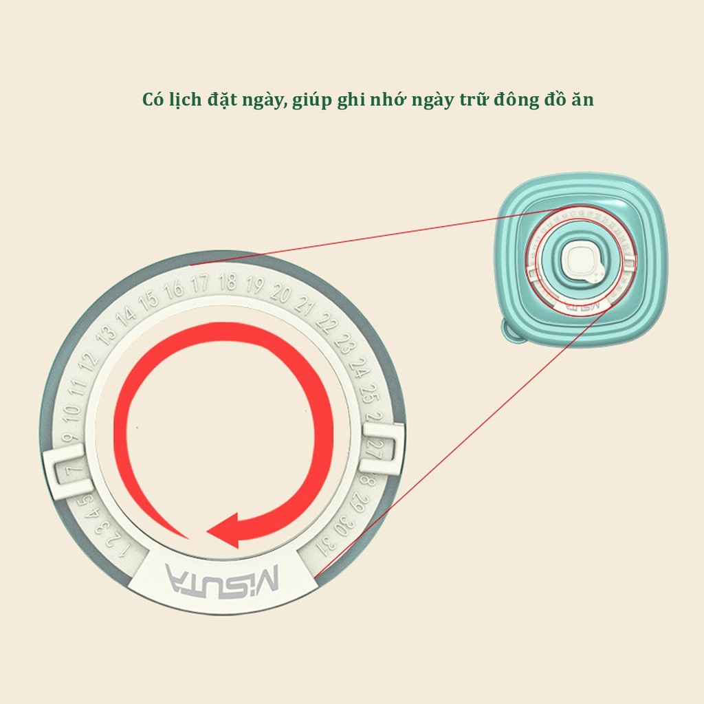 Combo 6 Hộp trữ đông ăn dặm Misuta có núm cài đặt ngày tháng Dung tích 120ml