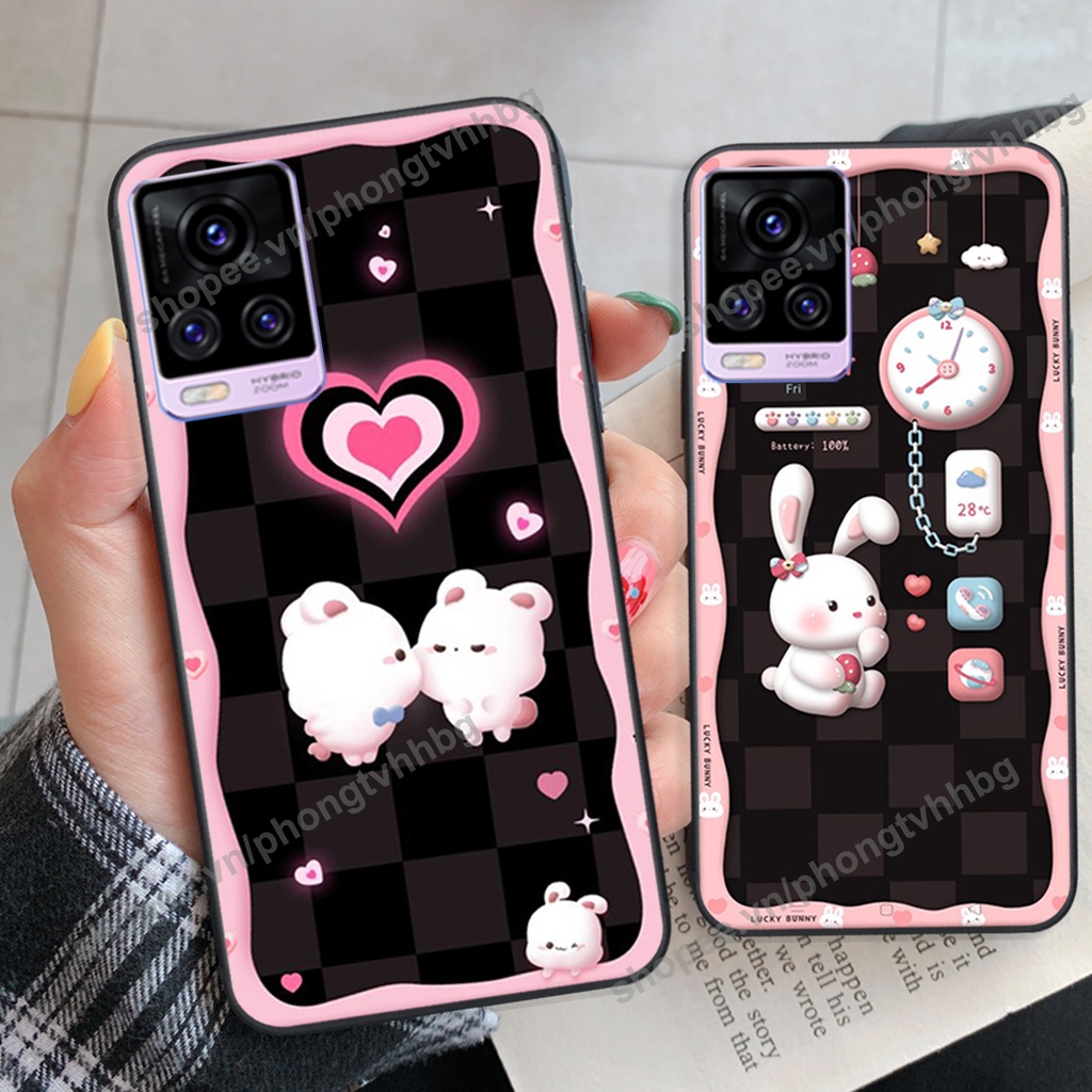 Ốp lưng Vivo V20 gấu,thỏ trắng , đồng hồ dễ thương cute cực đẹp
