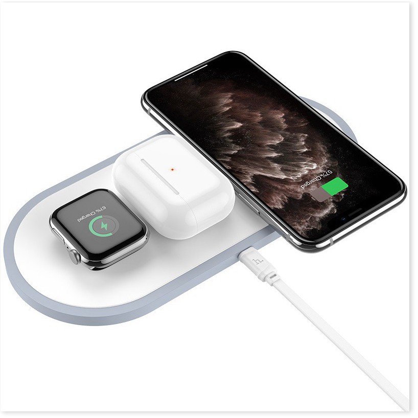 Đế sạc không dây 3in1 Hoco CW24, chip sạc thông minh, hỗ trợ sạc cho SmartPhone, iWatch, AirPods - MrPhukien