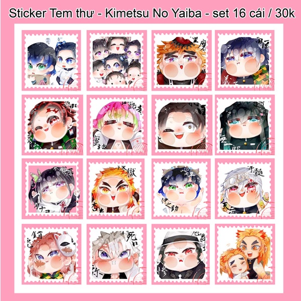 Sticker/ Hình dán tem thư anime Kimetsu No Yaiba