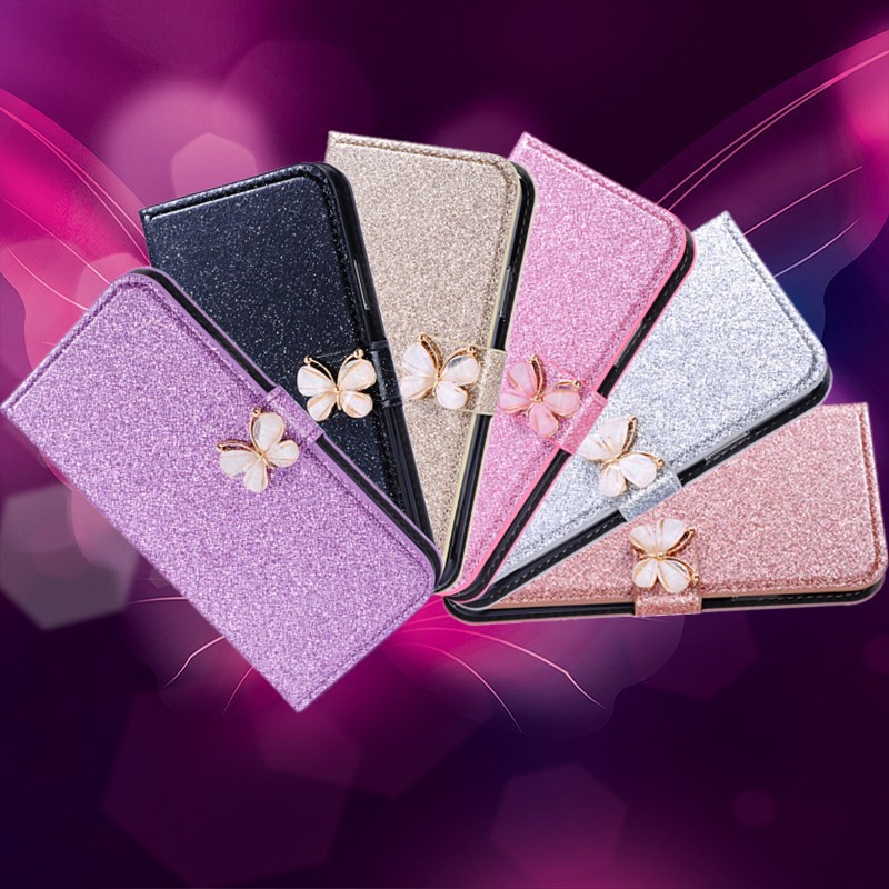 Bao da kim tuyến đính bươm bướm trang trí cho iPhone 7 8 Plus | BigBuy360 - bigbuy360.vn